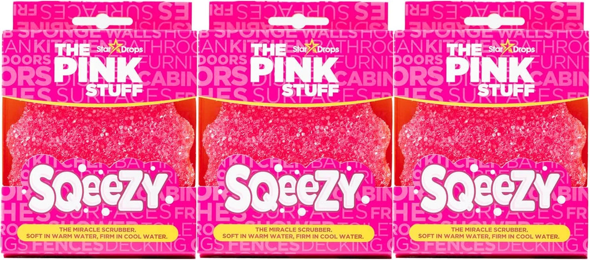 Stardrops The Pink Stuff Miracle SQeeZY Scrubber Sponge, 3 Pack