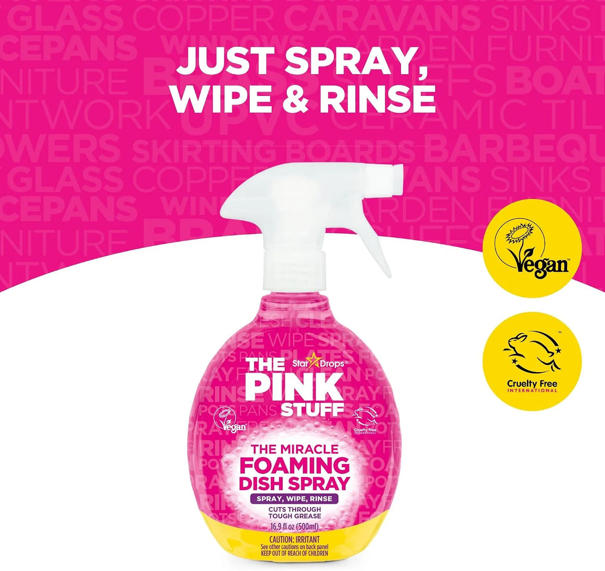 Stardrops The Pink Stuff Miracle Foaming Dish Spray, 16.9 Fl Oz