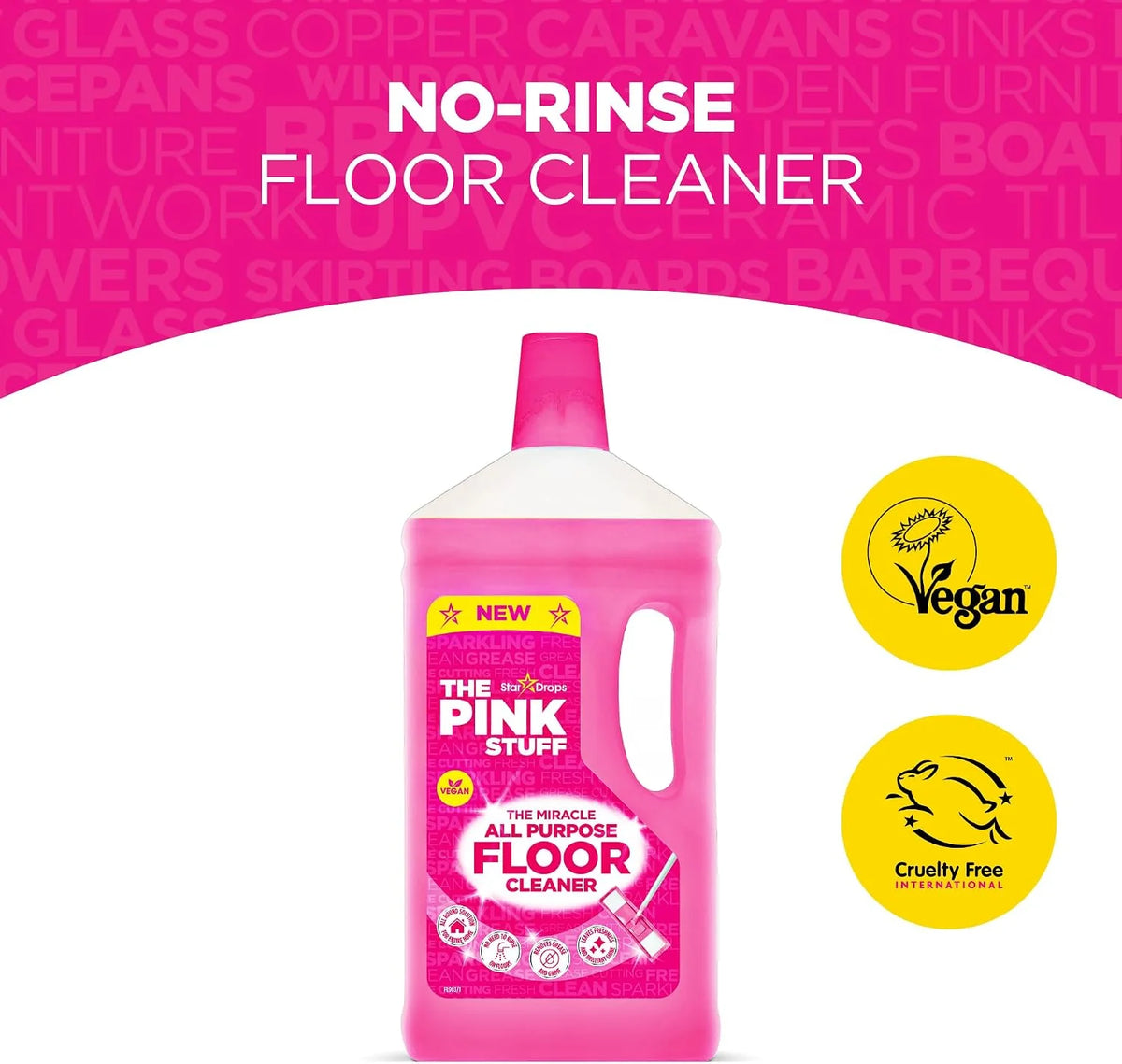Stardrops - The Pink Stuff - The Miracle All Purpose Floor Cleaner, (82375),(Pack of 4)