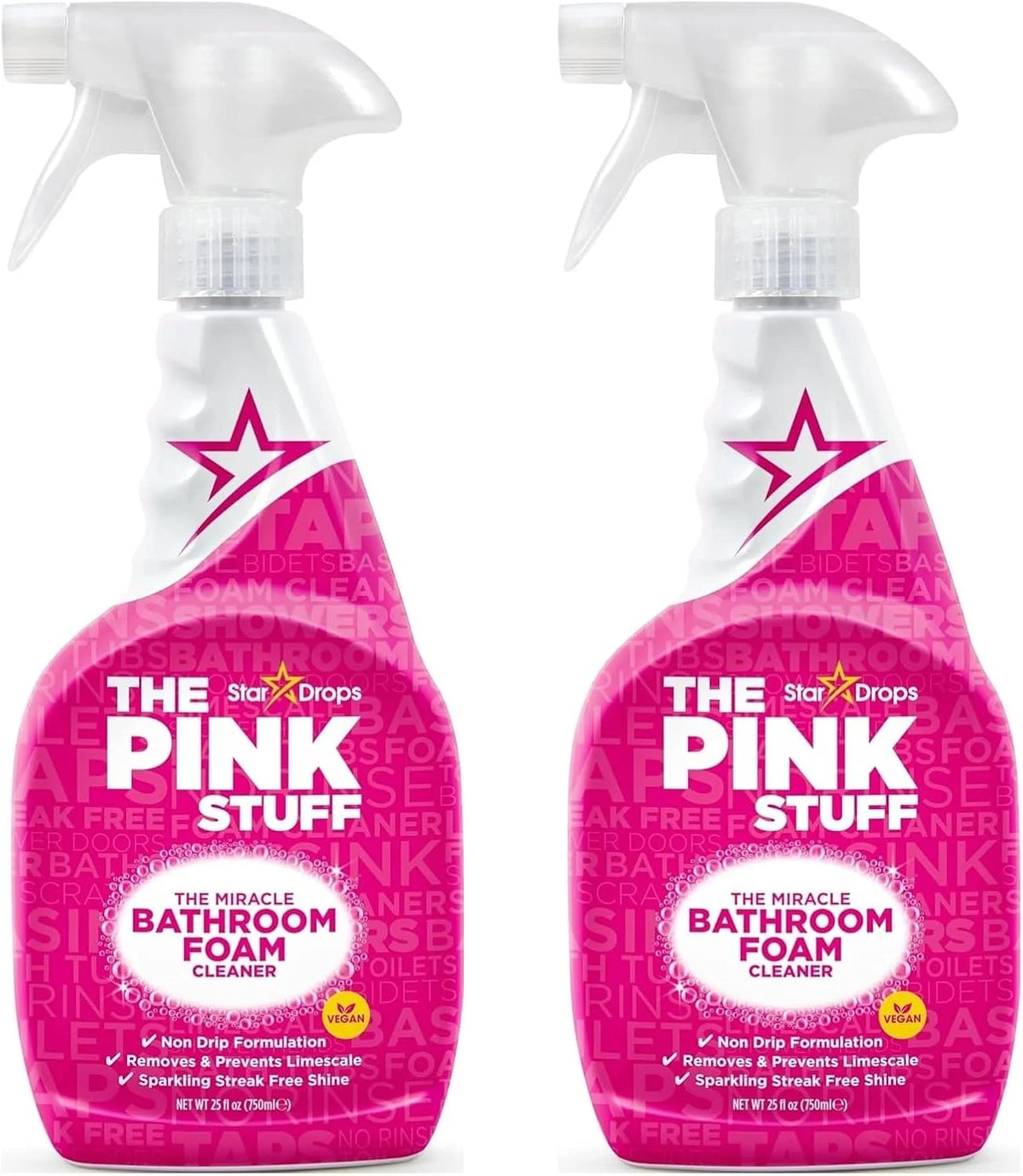 Stardrops The Pink Stuff Miracle Bathroom Foam Cleaner, 25 Fl Oz 2Pk