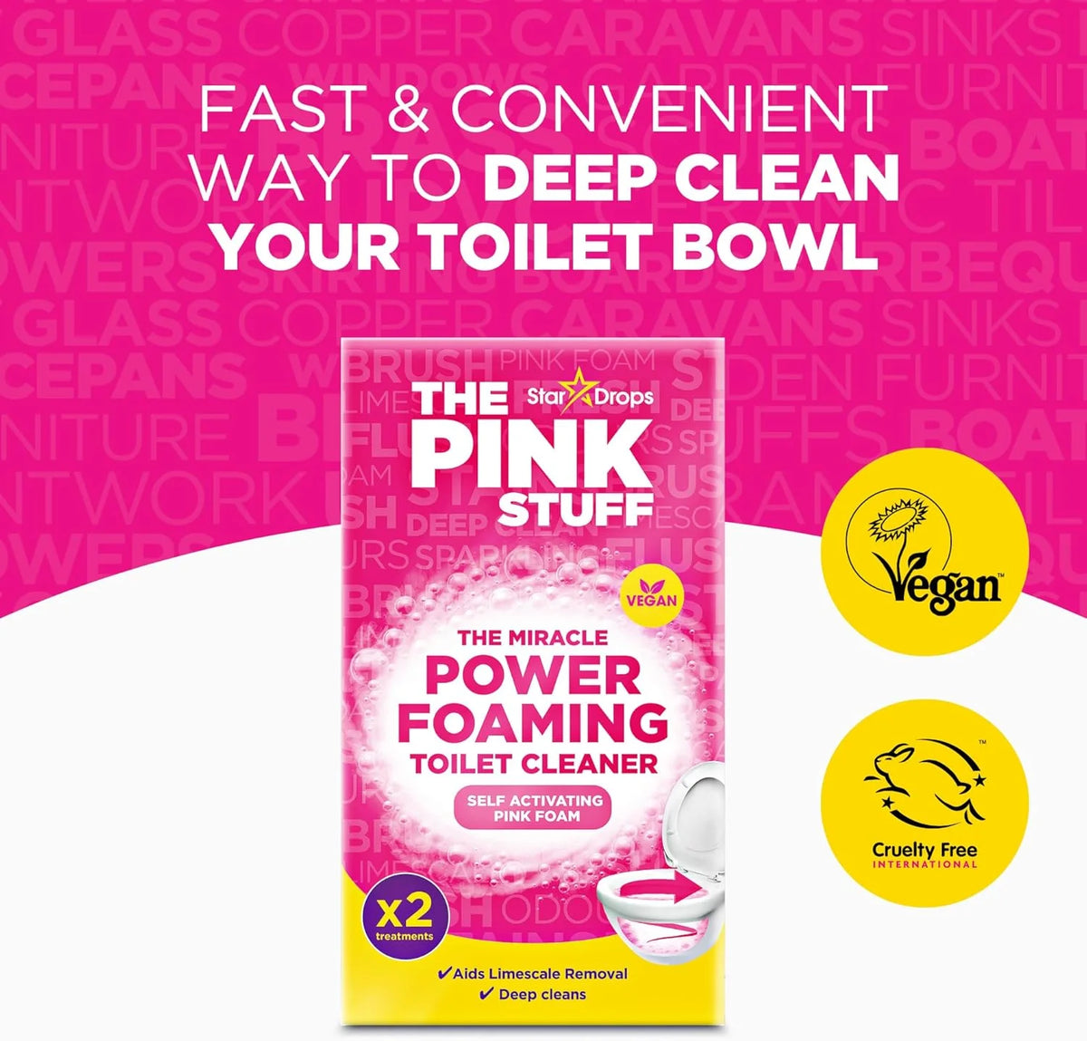 Stardrops The Pink Stuff Miracle Foaming Toilet Powder, 7 Oz